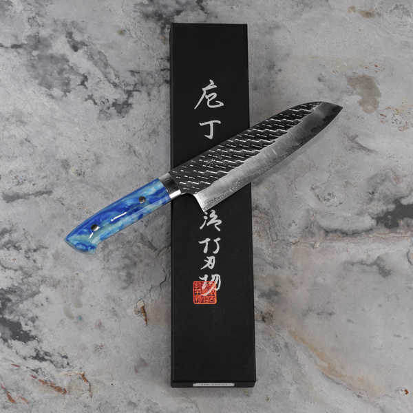 Takeshi Saji STRIX Blue Acrylic Nóż Santoku 18 cm