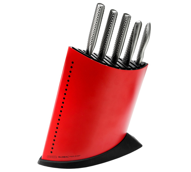 Komplet 5 noży w czerwonym bloku GKB-52CR | Global