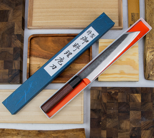 Hideo Kitaoka Shirogami Black Oktagon Nóż Kiritsuke 21cm