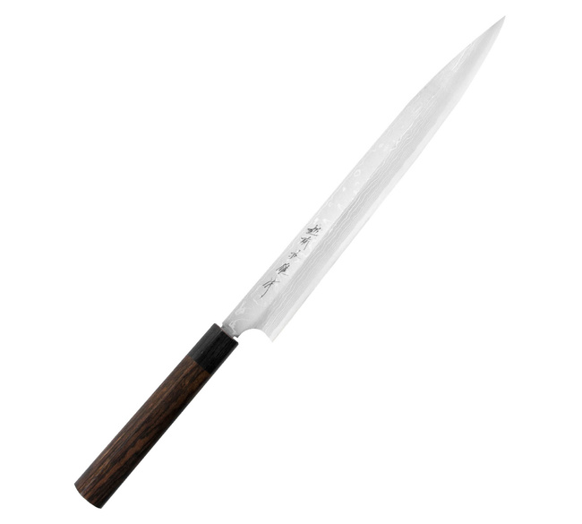 Hideo Kitaoka Shirogami Satin Damascus Nóż Yanagi 30 cm