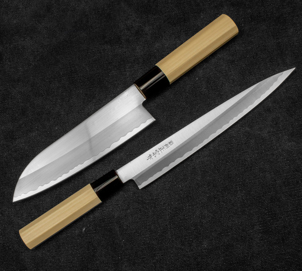 Satake Yoshimitsu Rdzewny Zestaw 2 noży Santoku+Sashimi