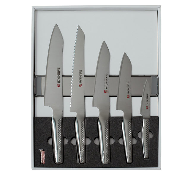 Global NI Zestaw 5 noży + listwa magnetyczna