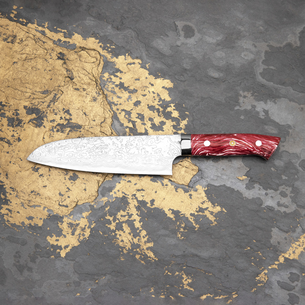Takeshi Saji Red Turquoise R2 Nóż Santoku 18 cm