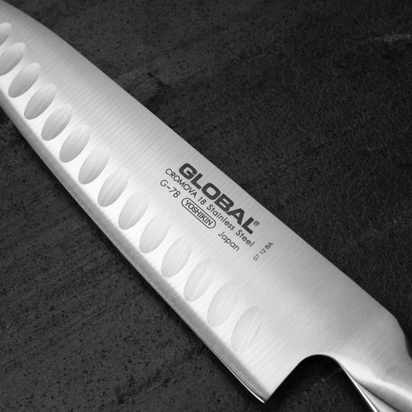 Nóż szefa kuchni żłobiony 18 cm | Global G-78