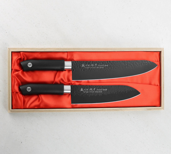 Satake Swordsmith Black Zestaw Nóż Szefa + Santoku