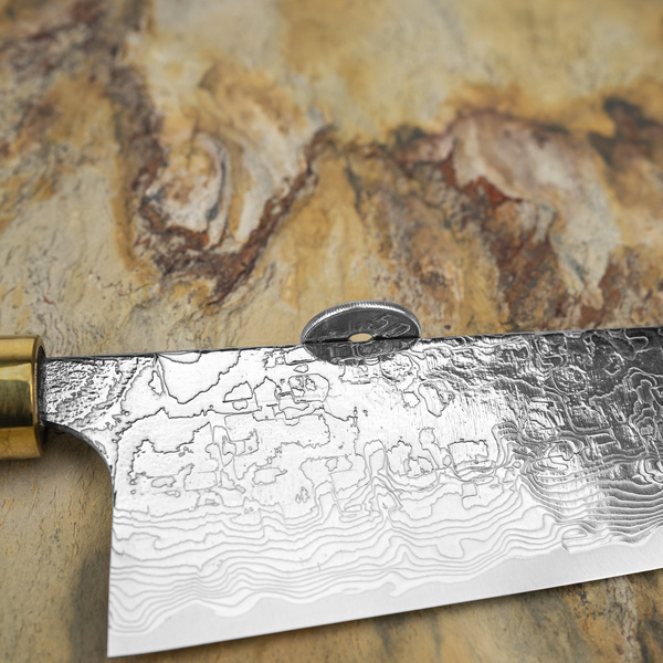 Takeshi Saji Art Tori Fuji on Lake R-2 Nóż Santoku 18 cm + Saya