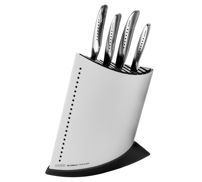 Komplet 4 noży Global SAI w biały bloku GKB-52