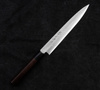 Hideo Kitaoka Shirogami Satin Damascus Nóż Yanagi Sashimi 21 cm