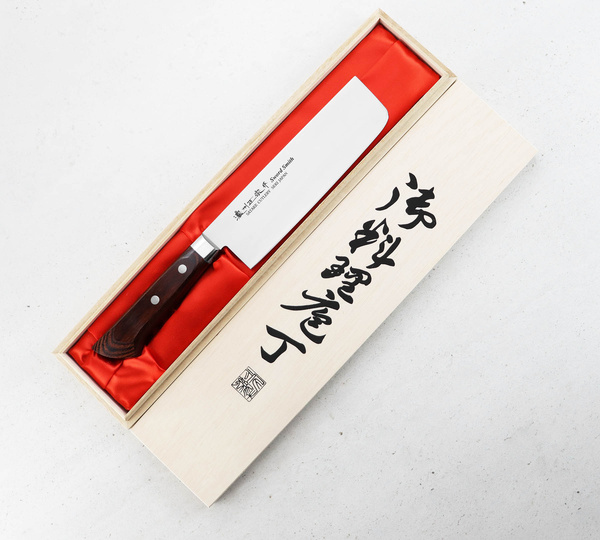 Satake Unique Shirogami Nóż Nakiri 17 cm w drewnianym pudełku