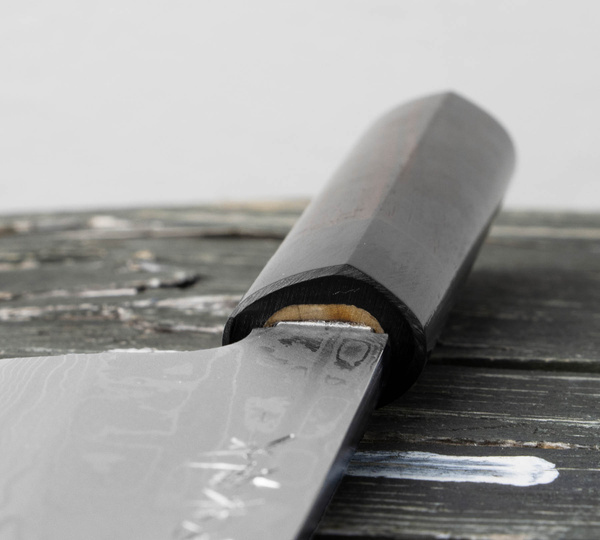 Hideo Kitaoka Shirogami Satin Damascus Nóż Funayuki 18 cm