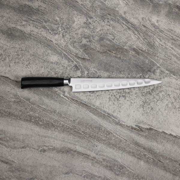 Tamahagane SAN Black VG-5 Nóż Sujihiki żłobiony 24 cm