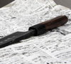 Hideo Kitaoka Shirogami Black Oktagon Nóż Miroshi Deba 21 cm
