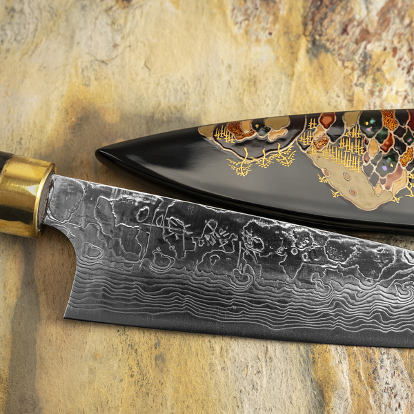 Takeshi Saji Art Fuji on Lake R-2 Nóż uniwersalny 13 cm + Saya