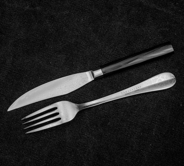 Tamahagane Micarta Zestaw Nóż + widelec do steków