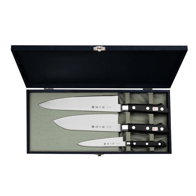 Tojiro DP3 Zestaw Nóż Szefa kuchni 21 cm + Santoku 17 cm + Uniwersalny 12 cm