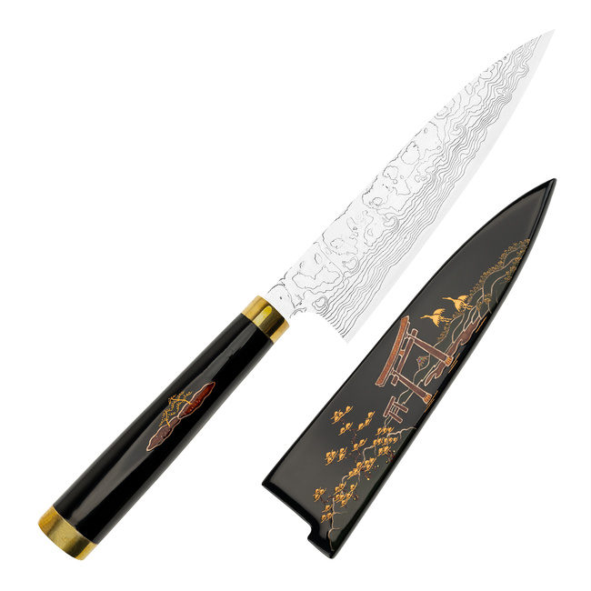 Takeshi Saji Art Tori Fuji on Lake R-2 Nóż uniwersalny 13 cm + Saya