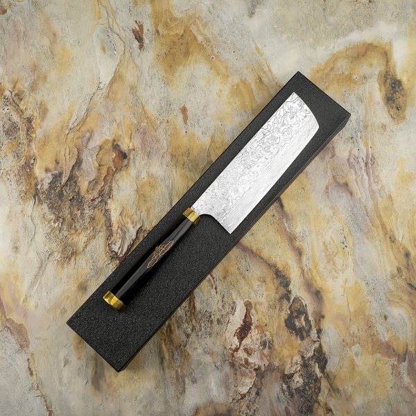 Takeshi Saji Art Tori Fuji on Lake R-2 Nóż Nakiri 17 cm + Saya