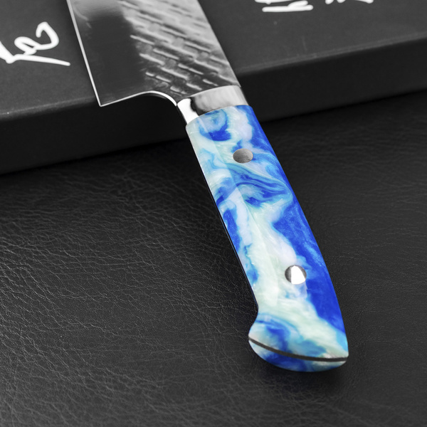 Takeshi Saji STRIX Blue Acrylic Nóż Santoku 18 cm