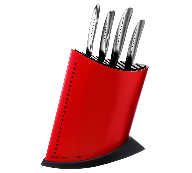 Komplet 4 noży Global SAI w czerwonym bloku GKB-52CR