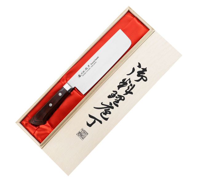 Satake Unique Shirogami Nóż Nakiri 17 cm w drewnianym pudełku