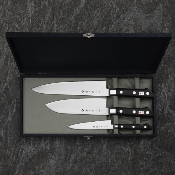 Tojiro DP3 Zestaw Nóż Szefa kuchni 21 cm + Santoku 17 cm + Uniwersalny 12 cm