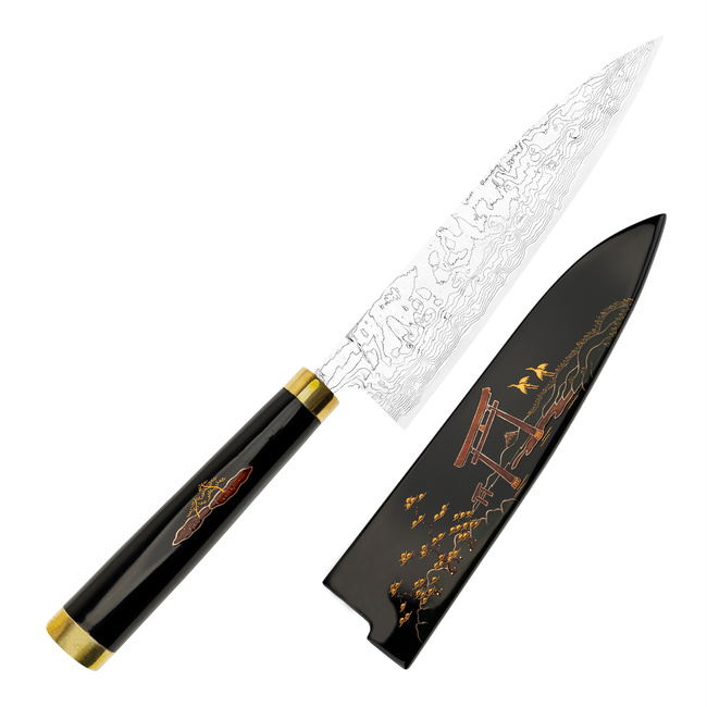 Takeshi Saji Art Fuji on Lake R-2 Nóż Szefa kuchni 21 cm + Saya