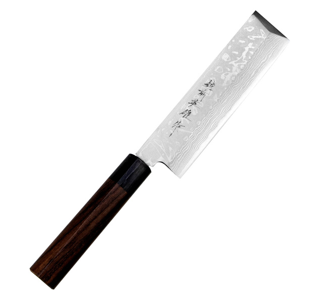 Hideo Kitaoka Shirogami Satin Damascus Nóż Usuba 16,5 cm