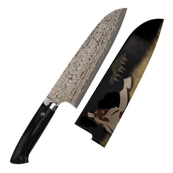 Takeshi Saji Art Black Color VG-10 Nóż Santoku 18 cm