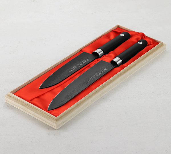 Satake Swordsmith Black Zestaw Nóż Szefa + Santoku