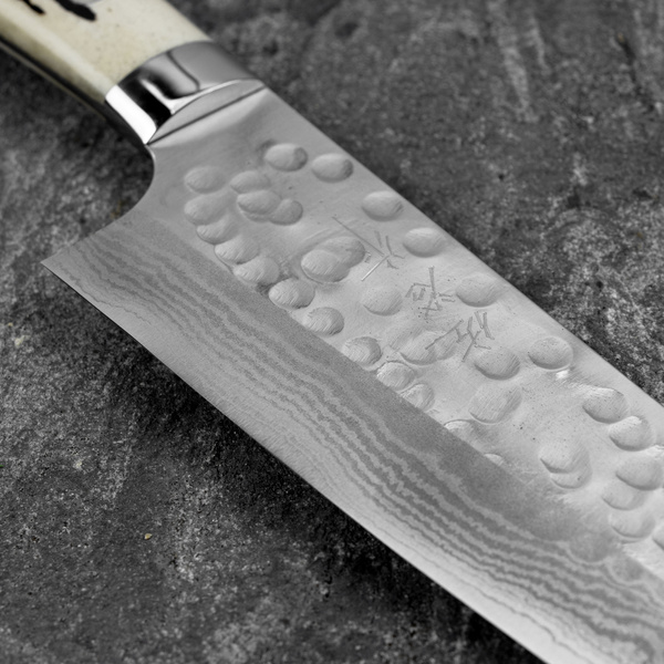 Takeshi Saji SRS-13 Jeleni róg Ręcznie kuty nóż Santoku 18 cm