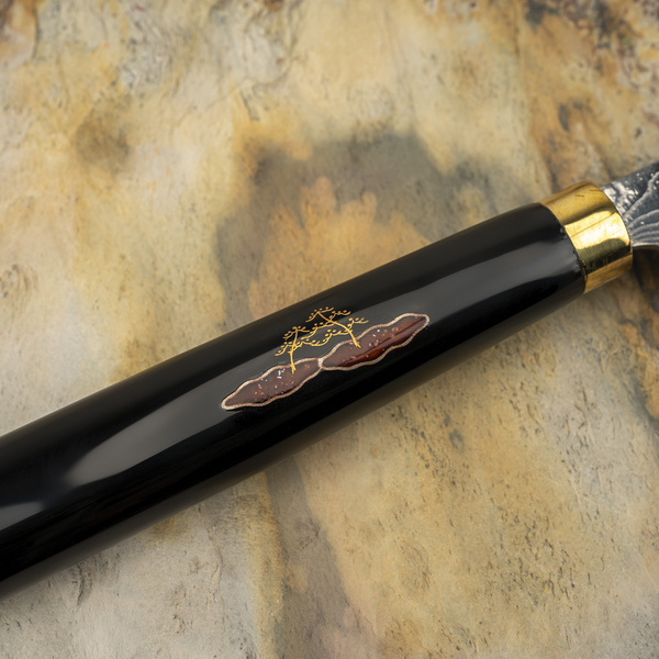 Takeshi Saji Art Tori Fuji on Lake R-2 Nóż Nakiri 17 cm + Saya