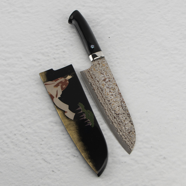 Takeshi Saji Art Black Color VG-10 Nóż Santoku 18 cm