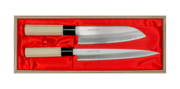 Satake Yoshimitsu Rdzewny Zestaw 2 noży Santoku+Sashimi
