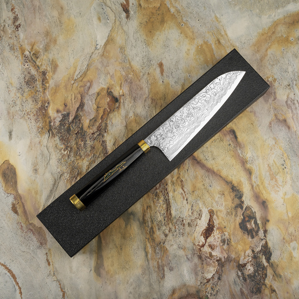 Takeshi Saji Art Fuji on Lake R-2 Nóż Santoku 18 cm + Saya