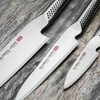 Global Ukon Zestaw Nóż Szef kuchni 20 cm + Nóż uniwersalny 15 cm + Nóż do obierania 9 cm