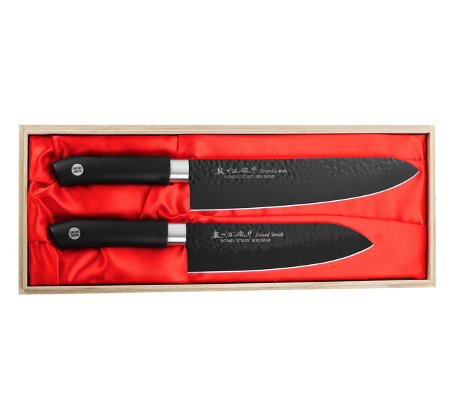 Satake Swordsmith Black Zestaw Nóż Szefa + Santoku