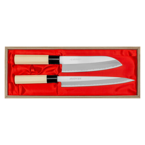 Satake Yoshimitsu Rdzewny Zestaw 2 noży Santoku+Sashimi