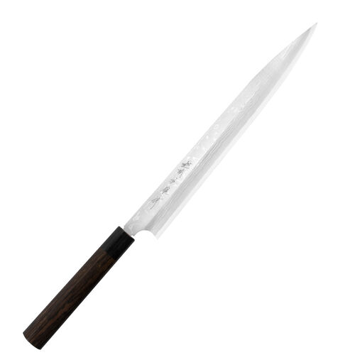 Hideo Kitaoka Shirogami Satin Damascus Nóż Yanagi 30cm