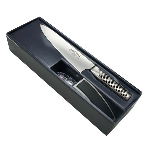 Starter Set: G-2 Cook's Knife + MinoSharp Sharpener | Global G-2220GB 